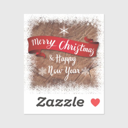 Elegant Merry Christmas Script White Snowflakes Sticker (Vel)