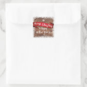 Elegant Merry Christmas Script White Snowflakes Vierkante Sticker (Tas)