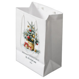 Elegant Merry Christmas Tree Gift Bag Medium Cadeauzakje