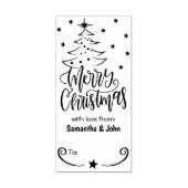 Elegant Merry Christmas Tree Gift Label Rubberstempel (Afrduk)