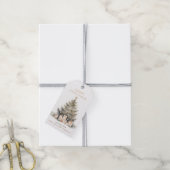 Elegant Merry Christmas Tree Gold Minimalist Cadeaulabel (Met Touw)