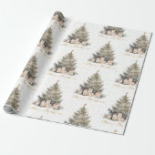 Elegant Merry Christmas Tree Gold Minimalist Cadeaupapier (Uitgerold)