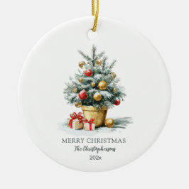 Elegant Merry Christmas Tree Keramisch Ornament