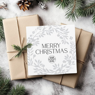 Elegant Merry Christmas Wreath Business Logo Feestdagenkaart
