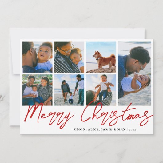 Elegant Merry kerst Aangepaste foto Collage Feestdagenkaart (Voorkant)