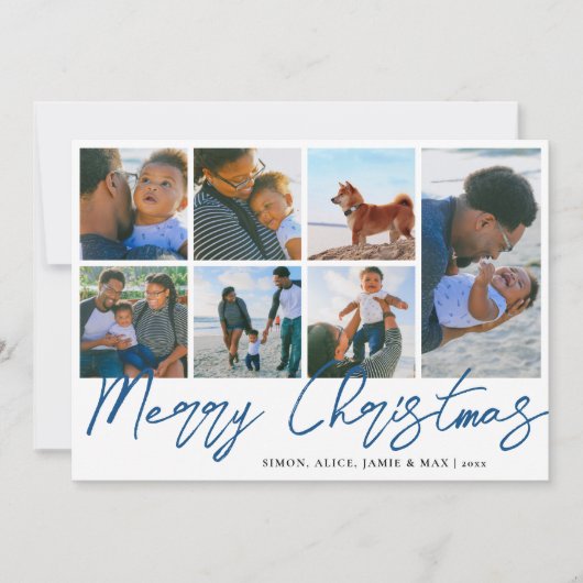 Elegant Merry kerst Aangepaste foto Collage Feestdagenkaart (Voorkant)