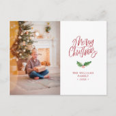 Elegant Merry kerst Simple Photo Holiday Briefkaart (Voorkant)