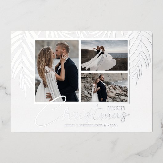 Elegant Merry-kerstfoto Folie Feestdagenkaart (Voorkant)
