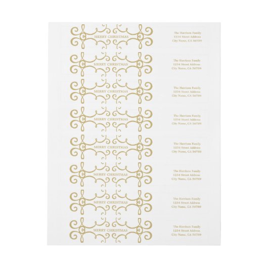 Elegant Merry Kerstmis etiket / Gold (Vel)
