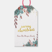 Elegant Merry Kerstmis, Holly Berry Cadeaulabel (Voorkant)