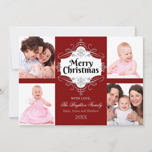 Elegant Merry Kerstmis met scrollll Holiday-fotoka Feestdagenkaart (Voorkant)