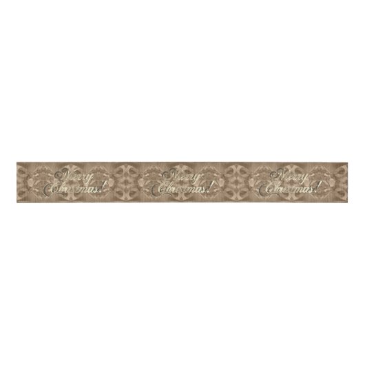 Elegant Merry Kerstmis Pattern Brown Grosgrain Lint (Voorkant)
