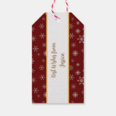 Elegant Merry-kerstsnowflakes op Bourgogne Cadeaulabel (Achterkant)