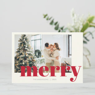Elegant Merry kersttypografie Moderne foto Feestdagenkaart