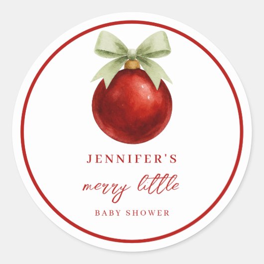 Elegant Merry Little Christmas Baby Shower Ronde Sticker (Voorkant)