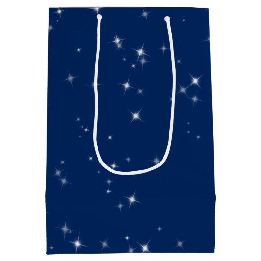 Elegant Merry Winter Sparkle Navy Blue Medium Cadeauzakje (Achterkant)