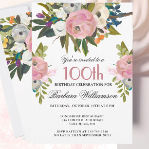 Elegant met de hand geschilderd bloemmotief 100ste kaart