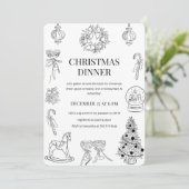 "Elegant met de hand getekend kerstdiner Kaart (Staand voorkant)