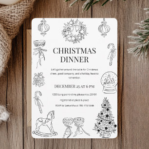 "Elegant met de hand getekend kerstdiner Kaart