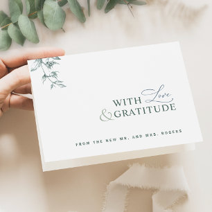 Elegant  Met liefde en dankbaarheid, Groen Dank je Bedankkaart