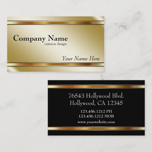 Elegant Metaalachtig Goudkleurig Visitekaartje (Voorkant / Achterkant)