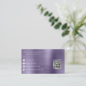 Elegant Metal Midnight QR Code verbindt met ons Visitekaartje (Staand voorkant)
