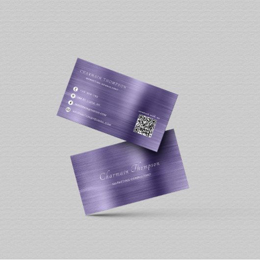 Elegant Metal Midnight QR Code verbindt met ons Visitekaartje