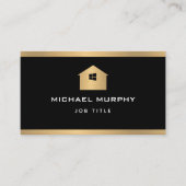 Élégant métal or brossé Accueil Logo Carte de visi (Devant)