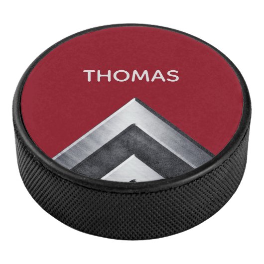 Elegant Metal Pattern Monogramed Hockey Puck (3/4)