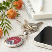 Elegant Metal Pattern Monogramed Sleutelhanger (Zijkant)