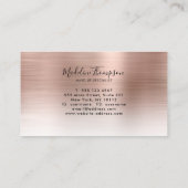 Elegant metalen geborsteld Roos goudmonogram Visitekaartje (Achterkant)