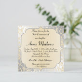 Elegant Metallic Beige First Community Invitation Kaart (Staand voorkant)