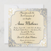 Elegant Metallic Beige First Community Invitation Kaart (Voorkant)