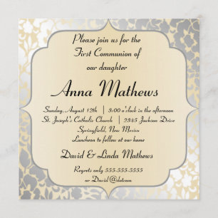 Elegant Metallic Beige First Community Invitation Kaart