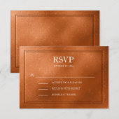Elegant Metallic Copper Wedding RSVP Kaartje (Voorkant / Achterkant)