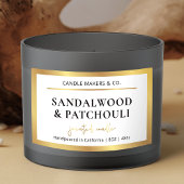 Elegant Metallic Faux Gold Script Font Candle Jar Rechthoekige Sticker