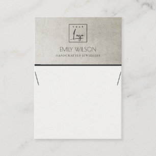 ELEGANT METALLIC FAUX SILVER LOGO KETTING VISITEKAARTJE