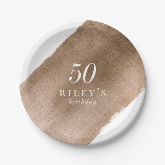 Elegant Metallic Gold Birthday Paper Bord (Voorkant)