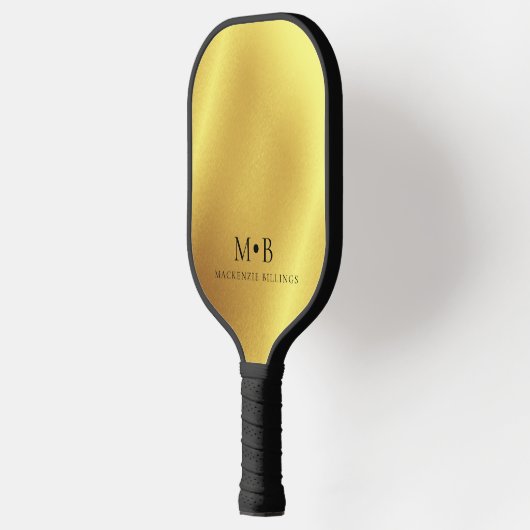 Elegant Metallic Gold Simple Monogram Naam Pickleball Paddle (Links)