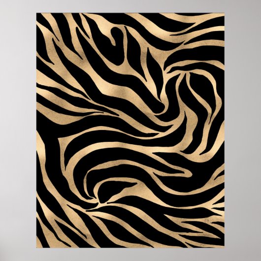 Elegant Metallic Gold Zebra Black Animal Print (Voorkant)