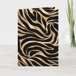 Elegant Metallic Gold Zebra Black Animal Print Feestdagen Kaart