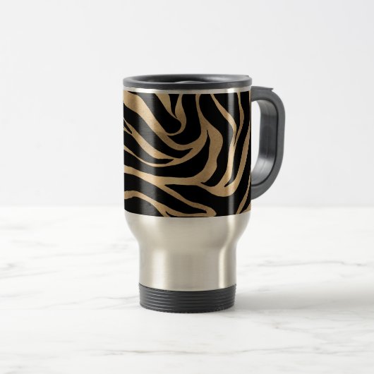 Elegant Metallic Gold Zebra Black Animal Print Reisbeker (Voorkant rechts)