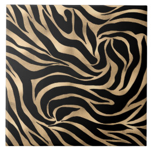 Elegant Metallic Gold Zebra Black Animal Print Tegeltje