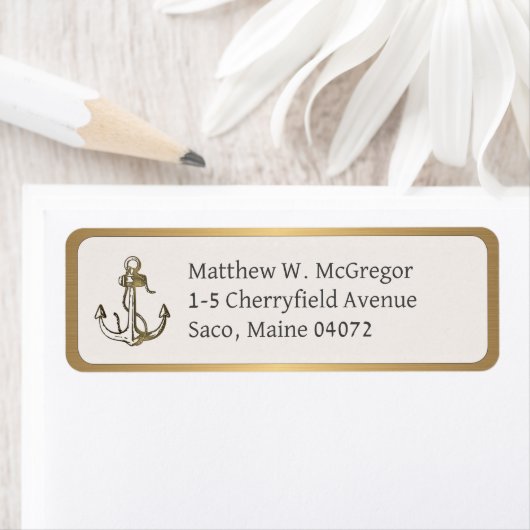 Elegant Metallic Goud Anker Gouden Rand Etiket (Insitu)