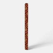Elegant Metallic Goud Damasks Patroon op Donkerroo Samsung Galaxy Hoesje (Linkerkant)