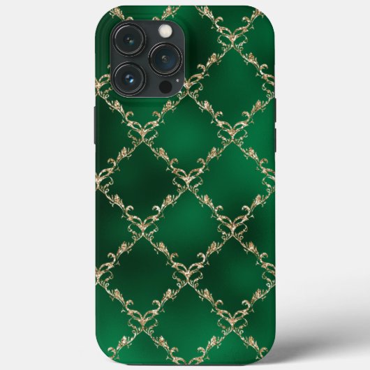 Elegant Metallic Green Gold Damask Case-Mate iPhone Case (Achterkant)