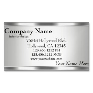 Elegant Metallic look Silver op Silver Magnet Visitekaartje Magneet