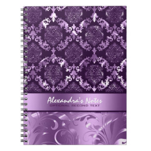 Elegant Metallic Paars & Lavender Damascus & Lace Notitieboek