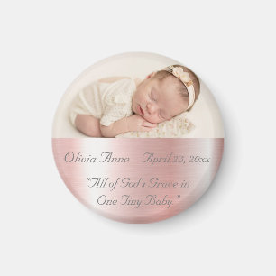 Elegant Metallic Pink Name Baby Girl  Magneet