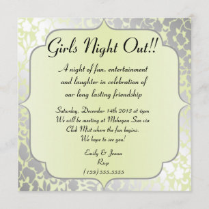 Elegant Metallic Pistachio Girls Night Out Kaart